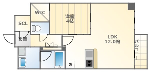 大国町駅 徒歩4分 6階の物件間取画像